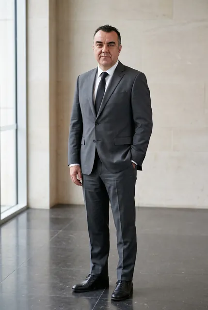 Stuart Newman, Director of Strategic Growth and Partnerships, confidently poses in a gray suit.